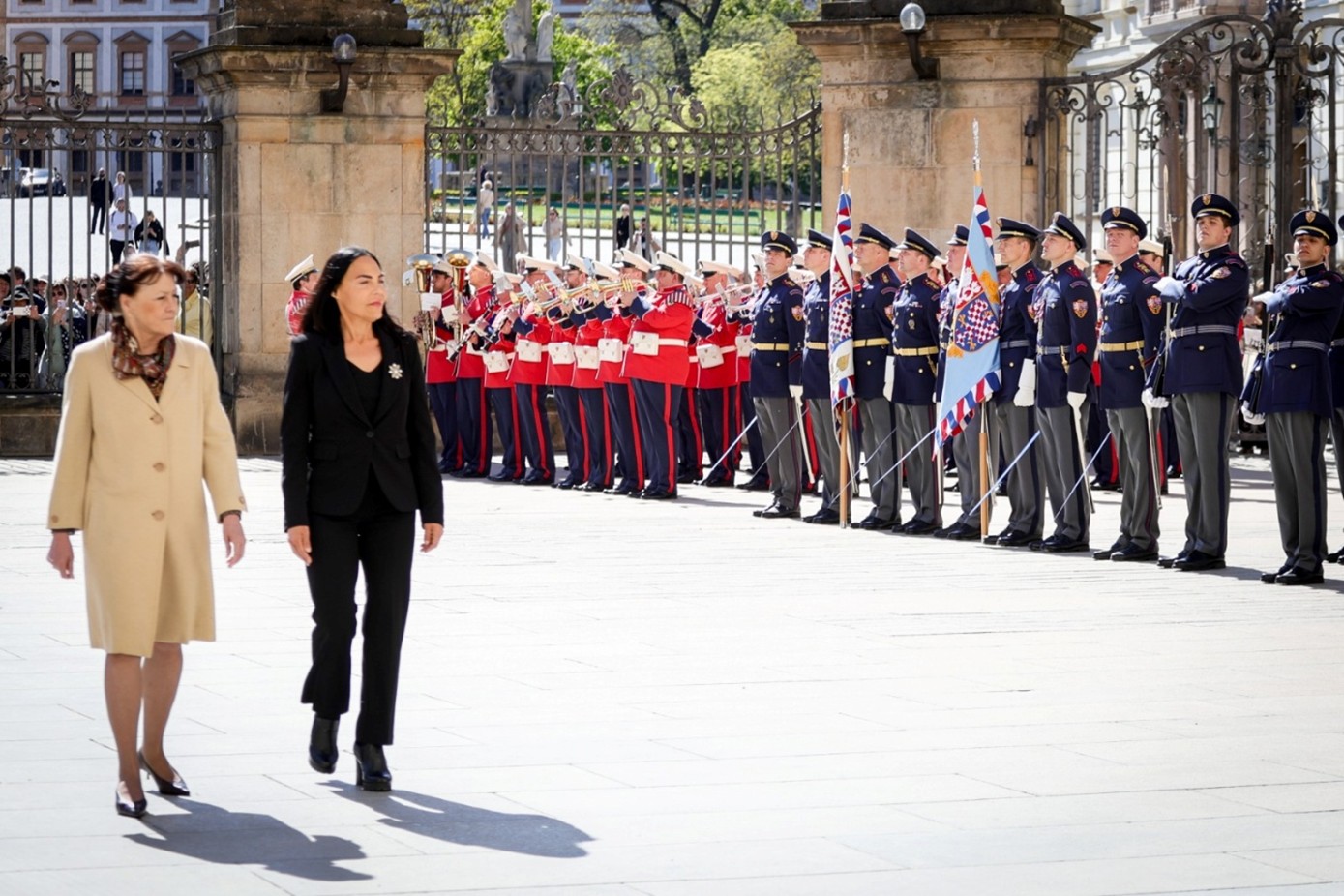 Ambassador H.E. Claudette Abela Baldacchino inspects parade at Prague Castle